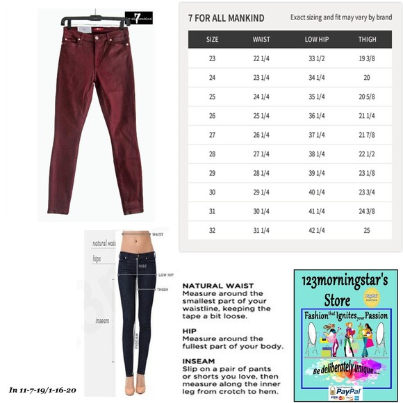 7 For All Mankind NEW Glam Rock  BORDEAUX Coated Super Skinny Jean 25 - Picture 12 of 12